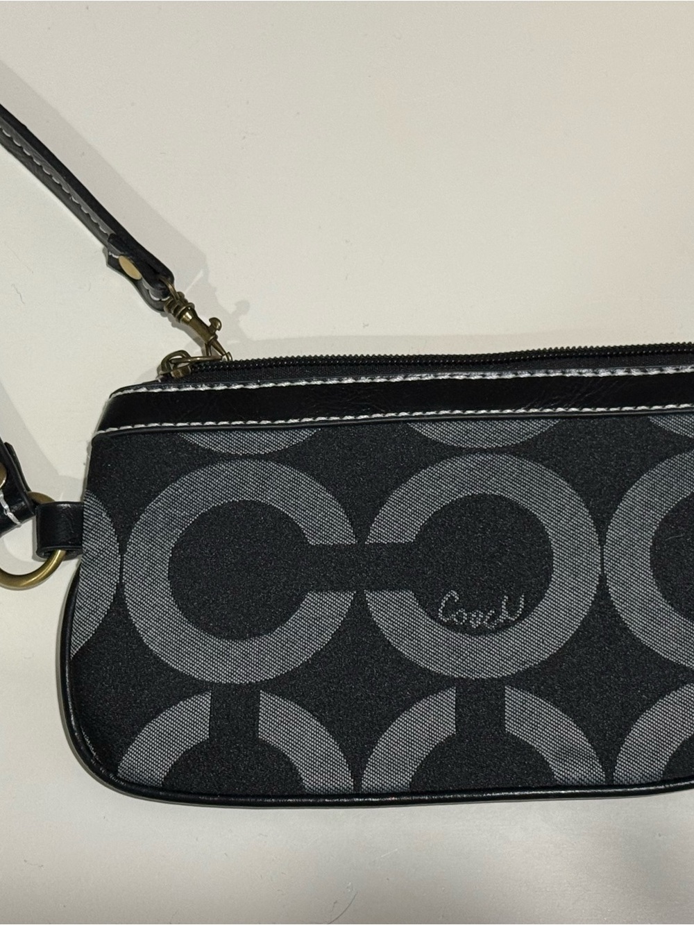 Coach Black & Gray Signature Wristlet